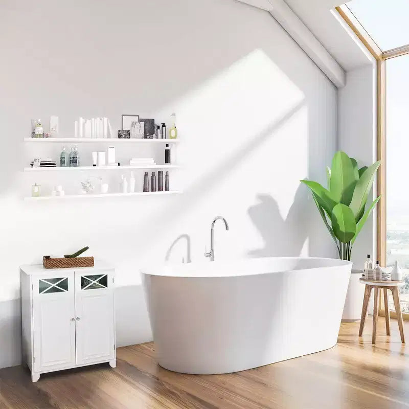 Dawson Two Doors Floor Cabinet White - : Traditional Style, Semi-Gloss Finish, Bath Organizer