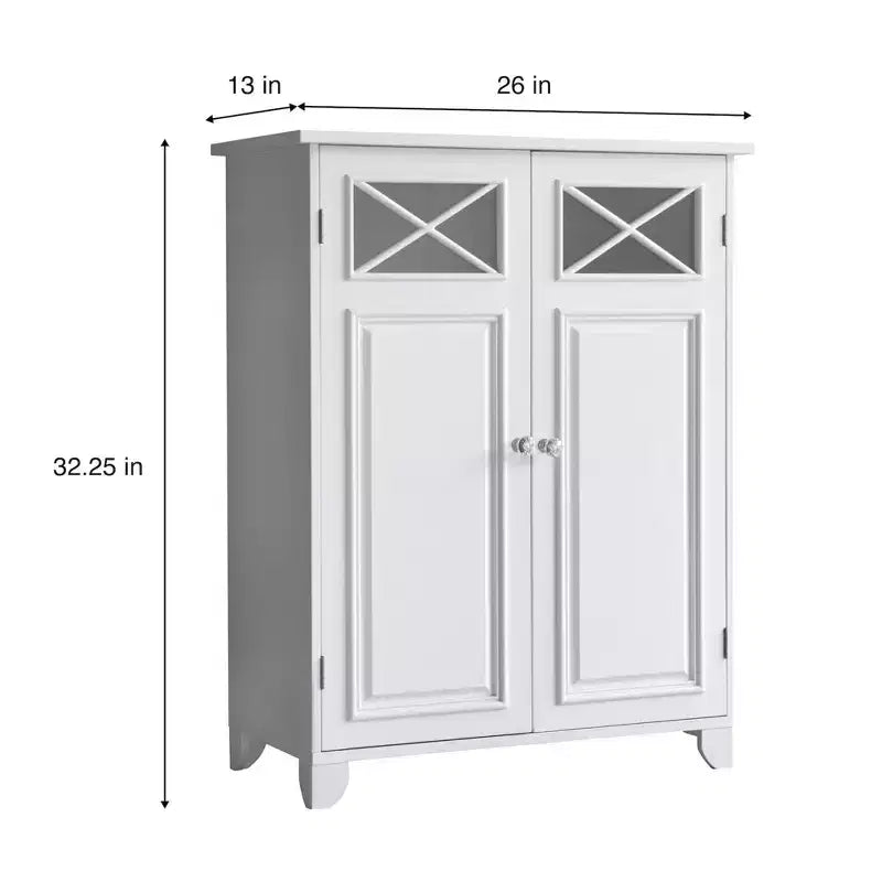 Dawson Two Doors Floor Cabinet White - : Traditional Style, Semi-Gloss Finish, Bath Organizer