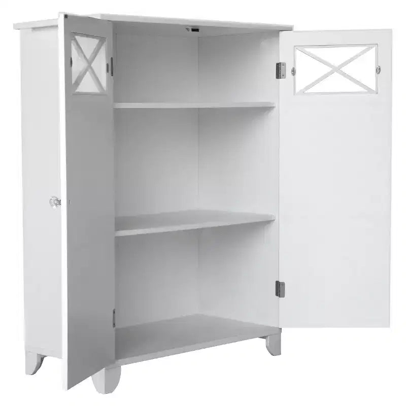 Dawson Two Doors Floor Cabinet White - : Traditional Style, Semi-Gloss Finish, Bath Organizer