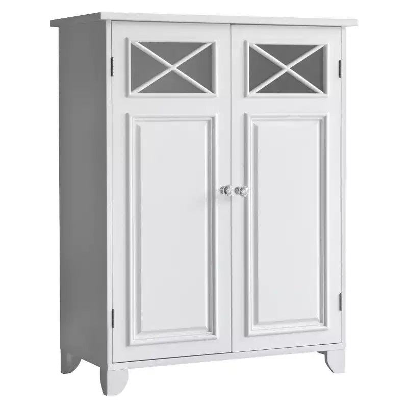 Dawson Two Doors Floor Cabinet White - : Traditional Style, Semi-Gloss Finish, Bath Organizer