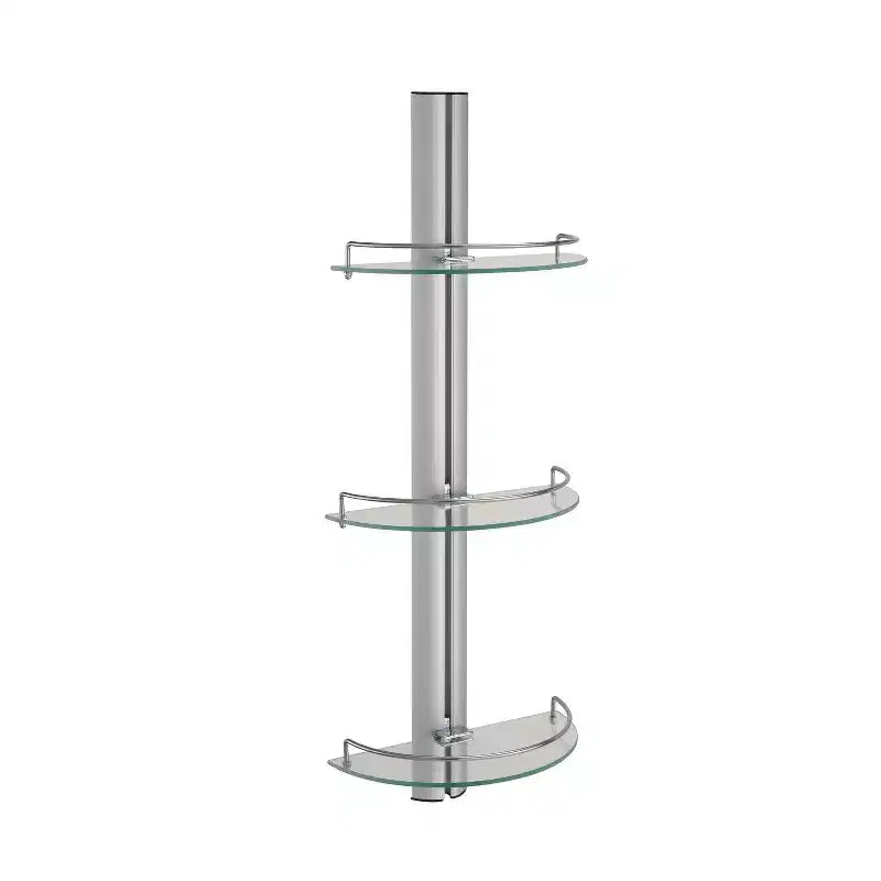 Three Tier Half Moon Glass Shelf Silver - Organize It All