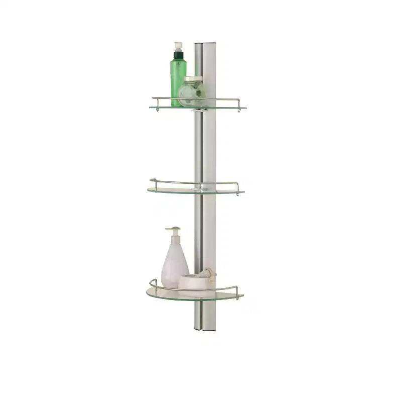 Three Tier Half Moon Glass Shelf Silver - Organize It All