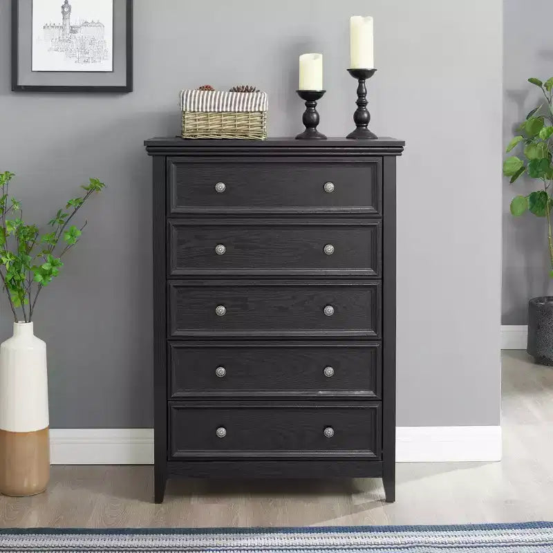 5 Drawers Dresser 5 Drawers Cabinet,Storage Clothes Storage Drawers Cabinet for Living Room Organizer WHITE