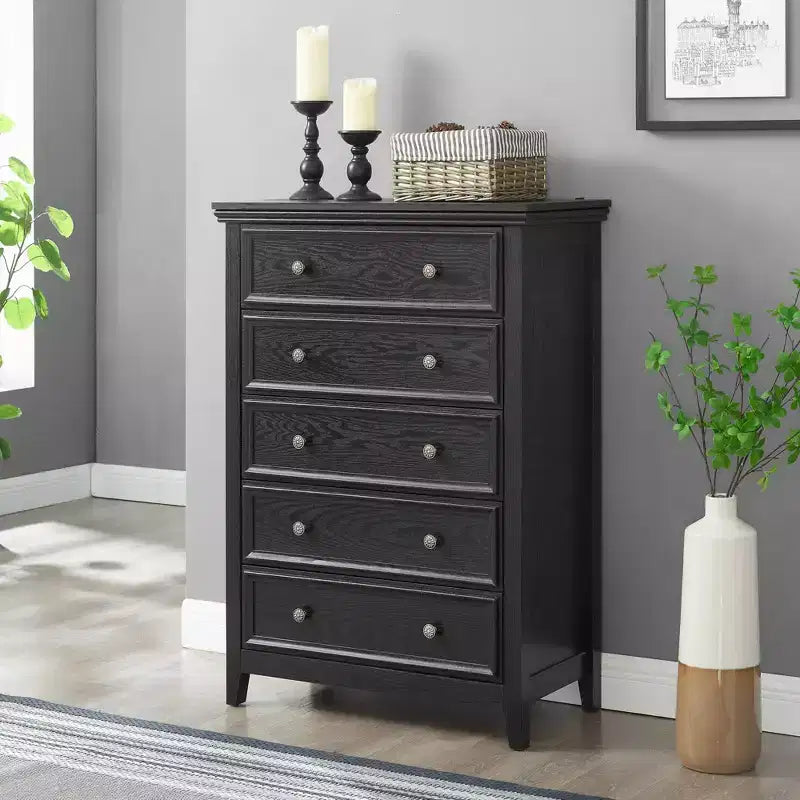 5 Drawers Dresser 5 Drawers Cabinet,Storage Clothes Storage Drawers Cabinet for Living Room Organizer WHITE