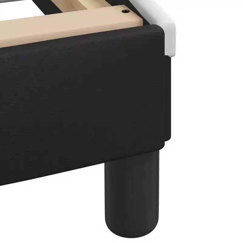 LED-Lit Full Size Bed Frame in Black/White - 53.9x74.8 with Faux Leather Finish, Plywood Slats, and Comfort Headboard Cushion