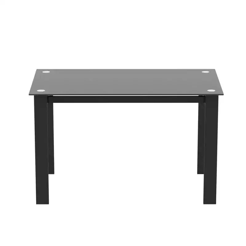 Okak Tempered Glass Dining Table, 52/47 Rectangular Kitchen Table, Easy to Assemble for Dining Room, Living Room, Office, Kitchen