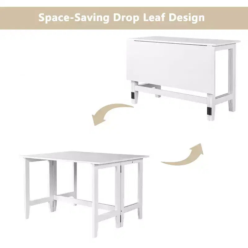 Extendable Dining Table Kitchen Table for Small Space, Farmhouse Wood Dining Table with Drop Leaf