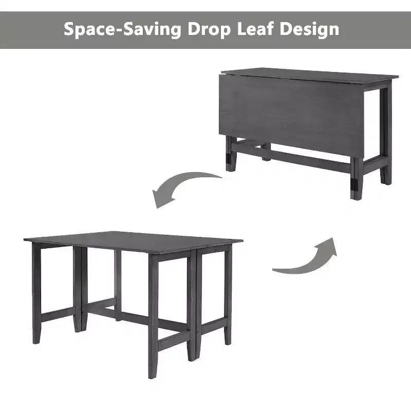 Extendable Dining Table Kitchen Table for Small Space, Farmhouse Wood Dining Table with Drop Leaf