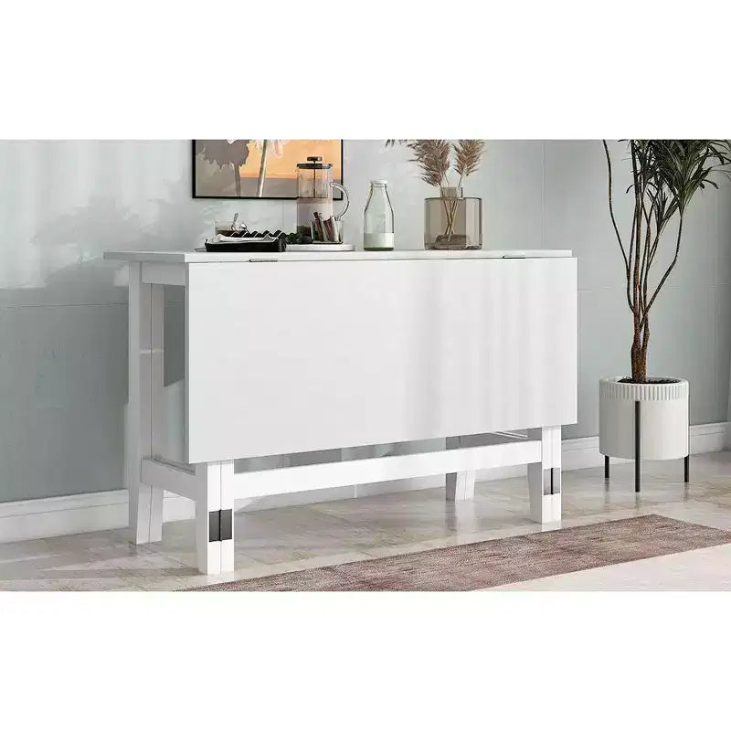 Extendable Dining Table Kitchen Table for Small Space, Farmhouse Wood Dining Table with Drop Leaf