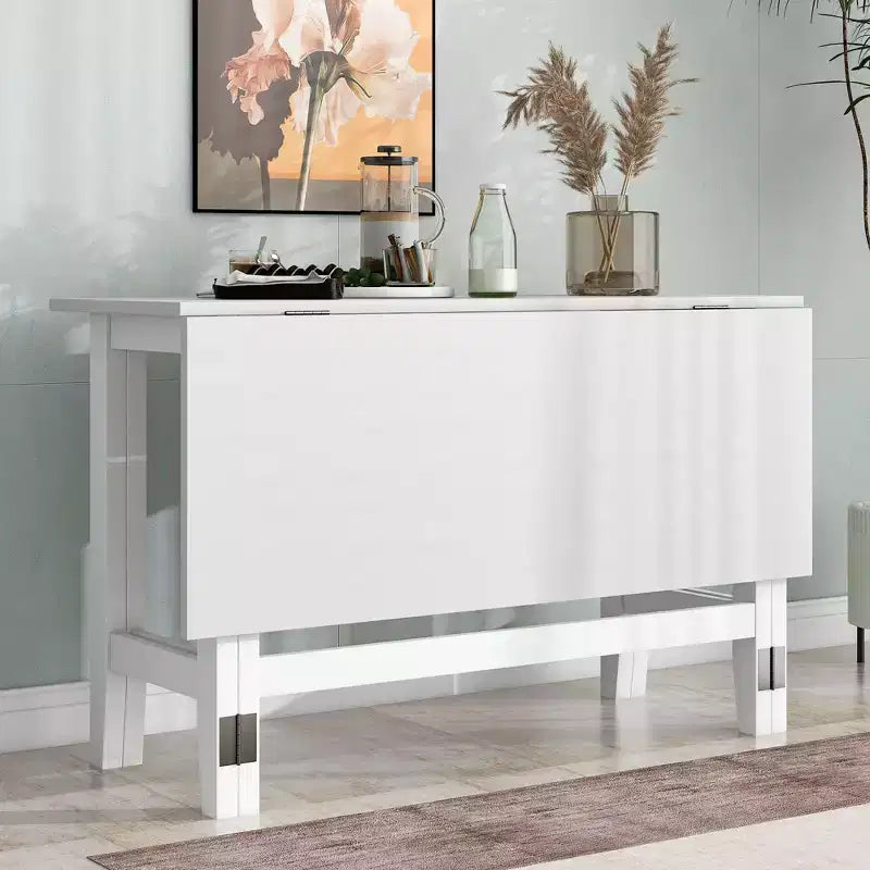 Okak Extendable Dining Table Kitchen Table for Small Space, Farmhouse Wood Dining Table with Drop Leaf