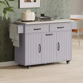 CLIHOME Rolling Kitchen Island with Trash Can Storage Cabinet, Kitchen Cart with Drop Leaf, Spice Rack, Towel Rack and Drawer