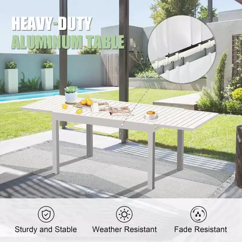 Dining Table Aluminum Patio Extendable Dining Room Table Kitchen Table for Dining Room
