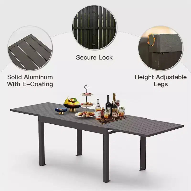 Dining Table Aluminum Patio Extendable Dining Room Table Kitchen Table for Dining Room