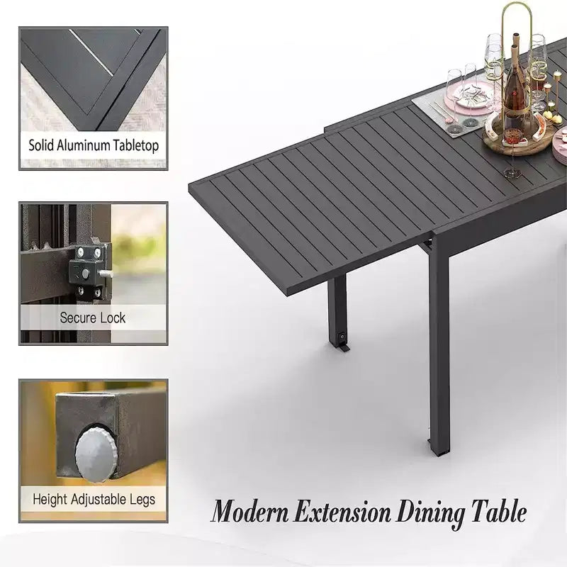 Dining Table Aluminum Patio Extendable Dining Room Table Kitchen Table for Dining Room