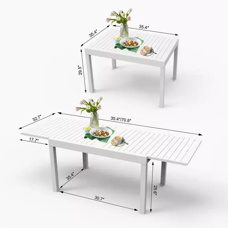 Okak Dining Table Aluminum Patio Extendable Dining Room Table Kitchen Table for Dining Room