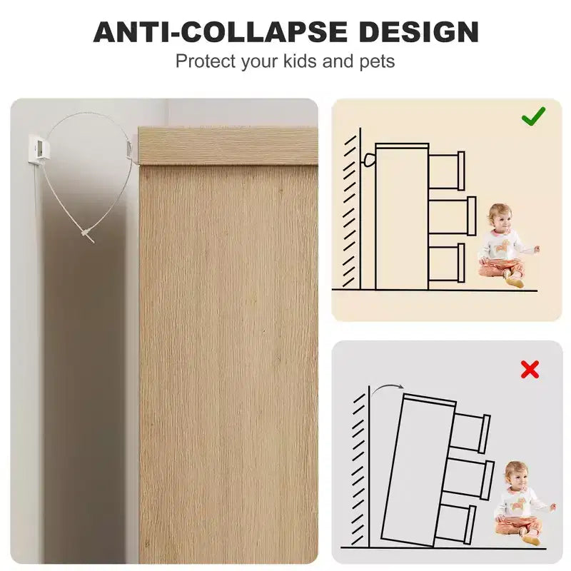6-Drawer Natural Wood Double Dresser - Modern Storage with Recessed Handles for Bedroom or Living Room