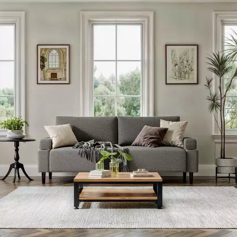 Modern 80'' Sofa Couch - Loveseat Sofa with Cup Holders & Side Pockets, Deep Seat Sofa Couch for Living Room