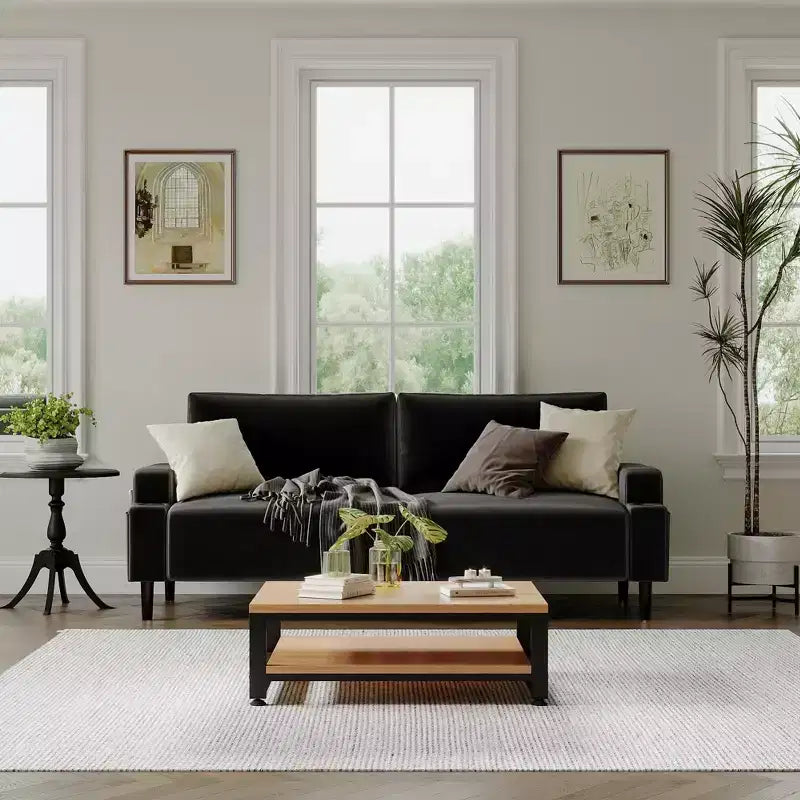Modern 80'' Sofa Couch - Loveseat Sofa with Cup Holders & Side Pockets, Deep Seat Sofa Couch for Living Room