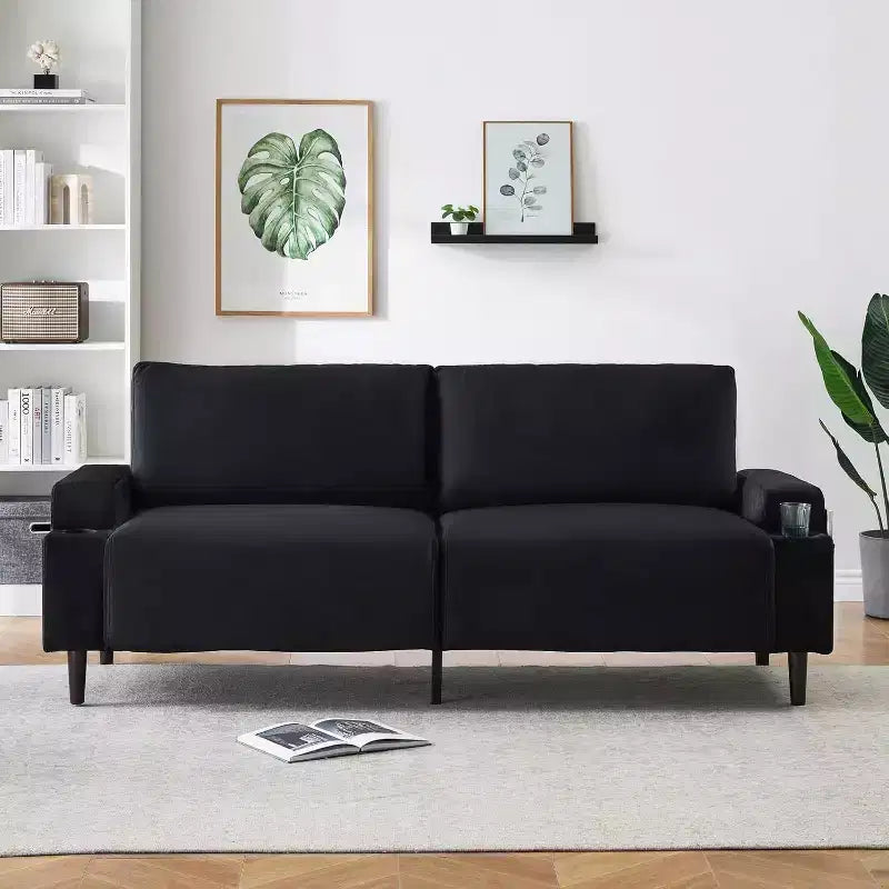 Modern 80'' Sofa Couch - Loveseat Sofa with Cup Holders & Side Pockets, Deep Seat Sofa Couch for Living Room