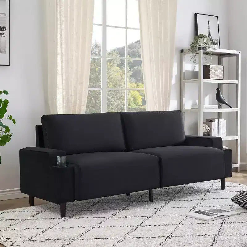 GustoWave Modern 80'' Sofa Couch - Loveseat Sofa with Cup Holders & Side Pockets, Deep Seat Sofa Couch for Living Room