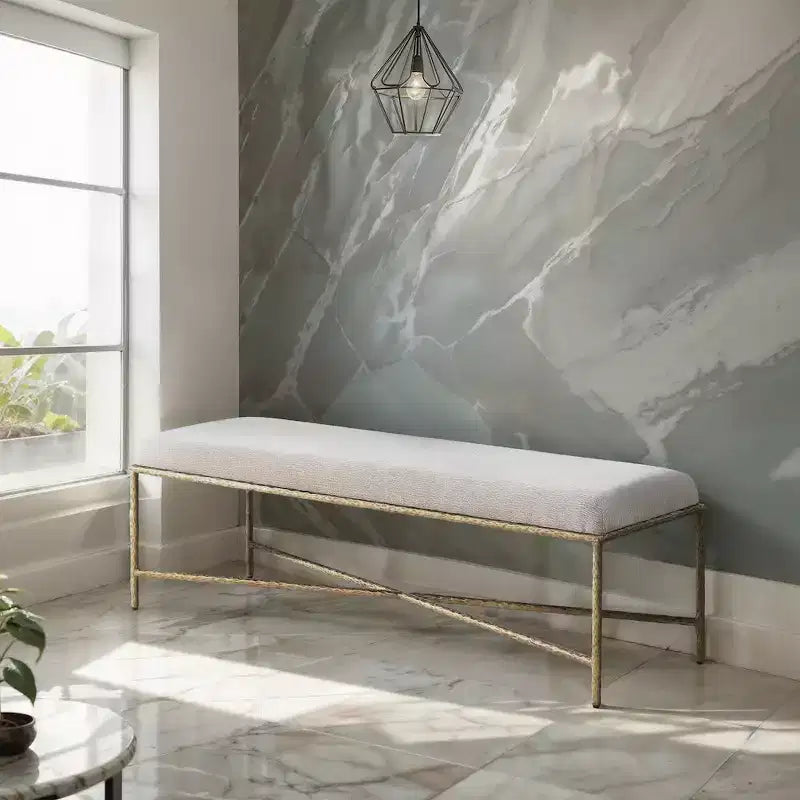 Valley Chenille Fabric Bench