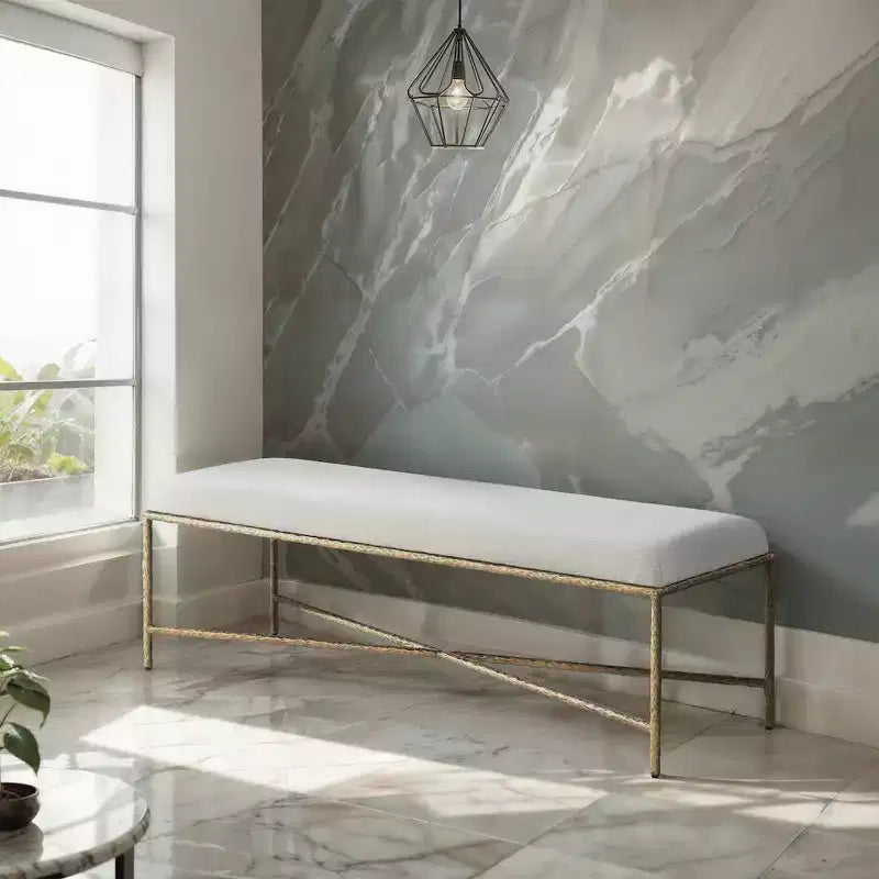 Valley Chenille Fabric Bench