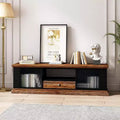 Acekool Modern TV Stand, Fir Wood & Iron Media Console, Large Drawer Storage, Open Shelf, Fits Up to 55 TV, 62.99 x 15.75 x 18.70