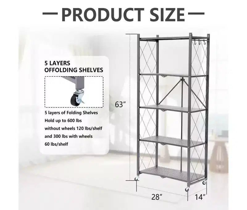 Folding 4 Shelves Gray
