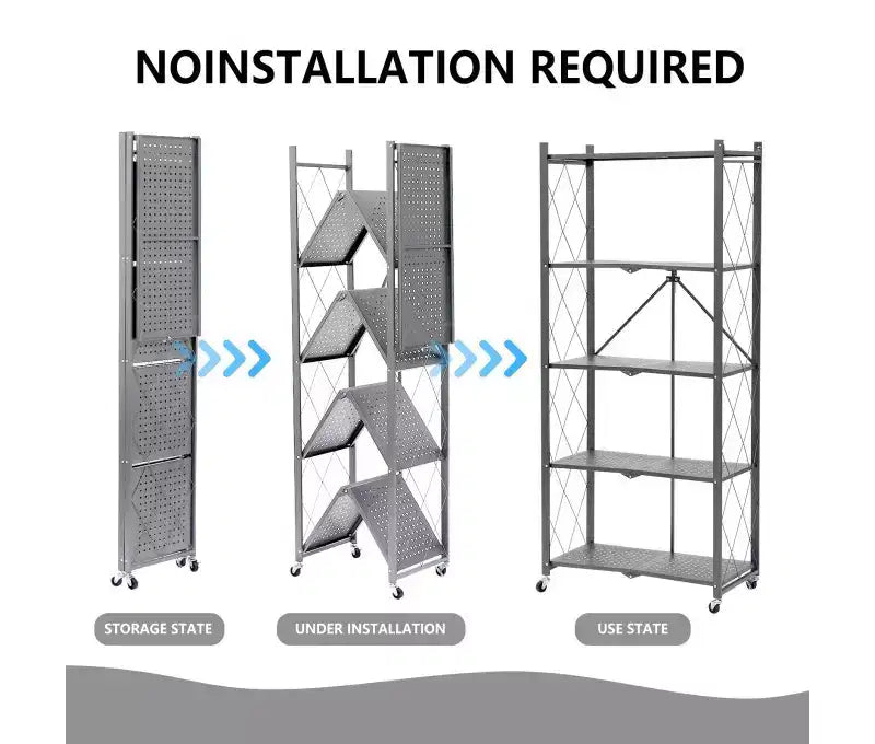 Folding 4 Shelves Gray
