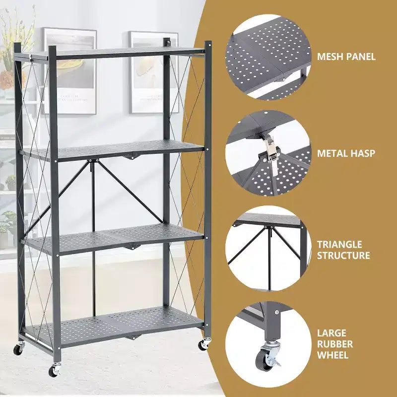 Folding 4 Shelves Gray
