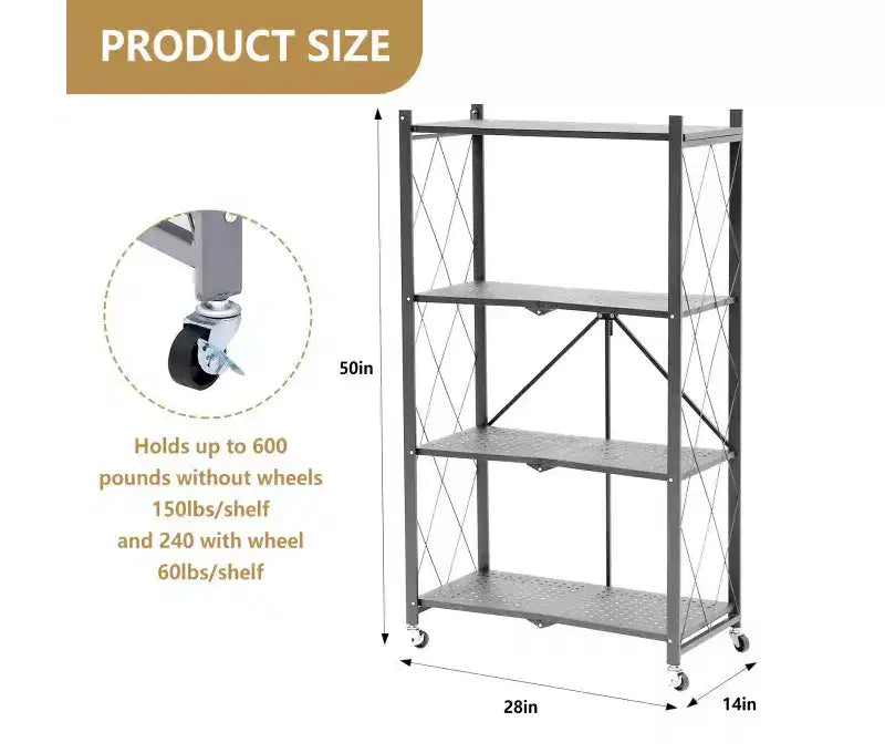 Folding 4 Shelves Gray