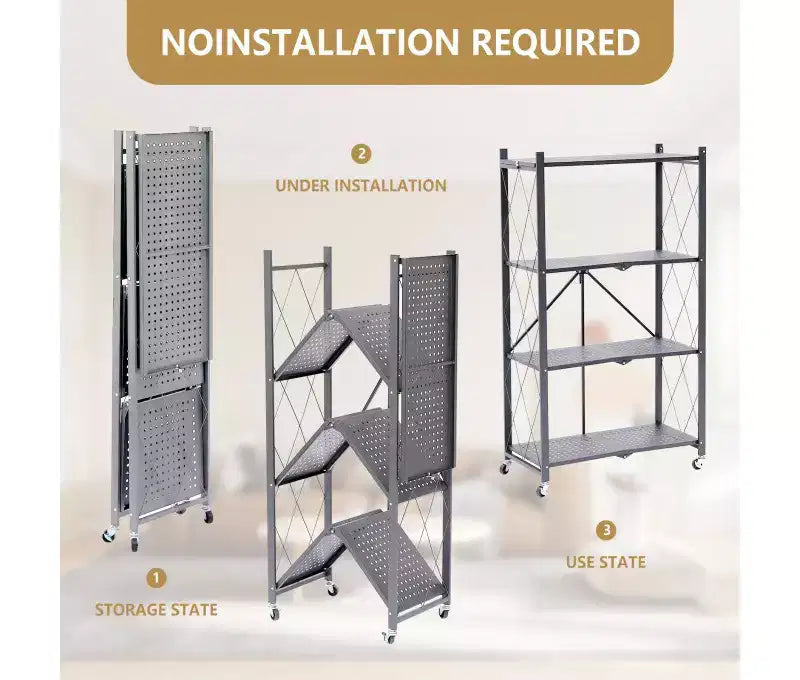 Folding 4 Shelves Gray