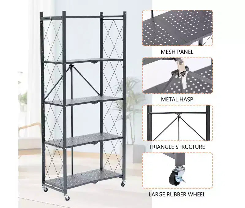 Folding 4 Shelves Gray