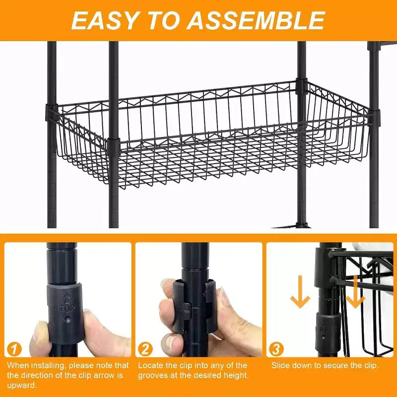 Utility Cart, 600LBS Heavy Duty 3 Tier Rolling Cart - Commercial Grade Wire Shelving, 360 Casters (Kitchen/Restaurant/Office)