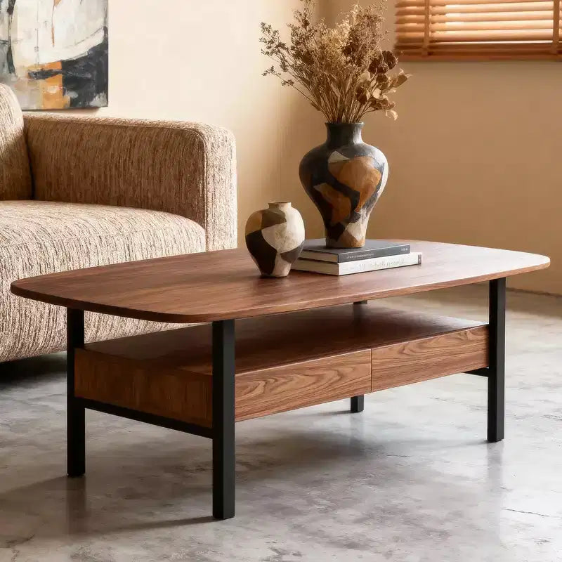 47.2 Inch Wooden Coffee Table with Storage Drawers