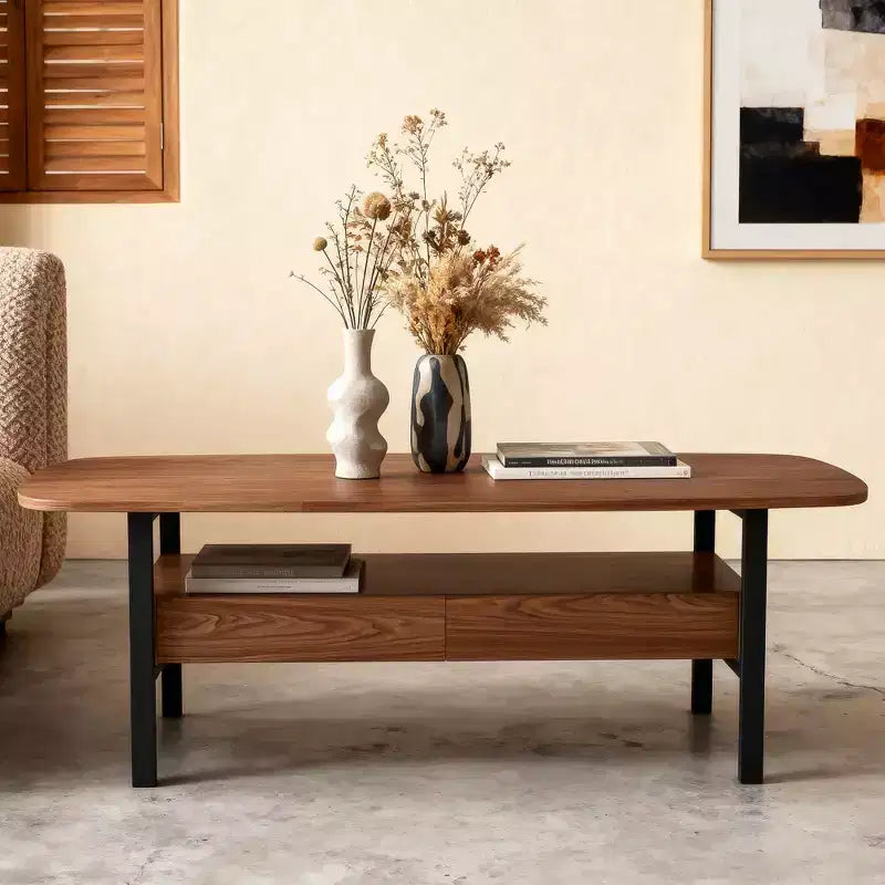 47.2 Inch Wooden Coffee Table with Storage Drawers