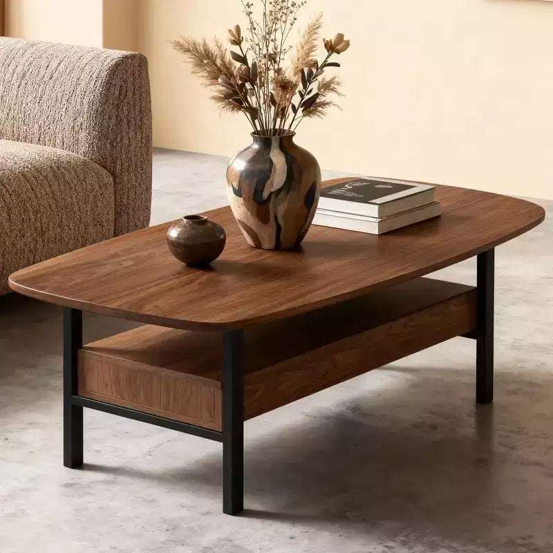 47.2 Inch Wooden Coffee Table with Storage Drawers