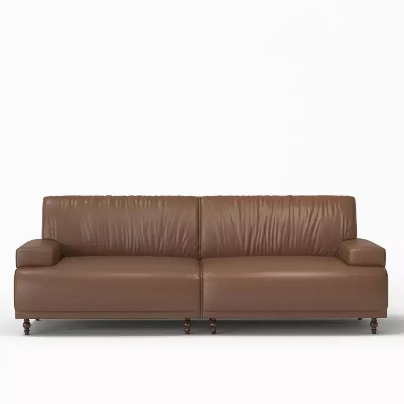 86.4 Inch Leather Sofa with Solid Wood Frame