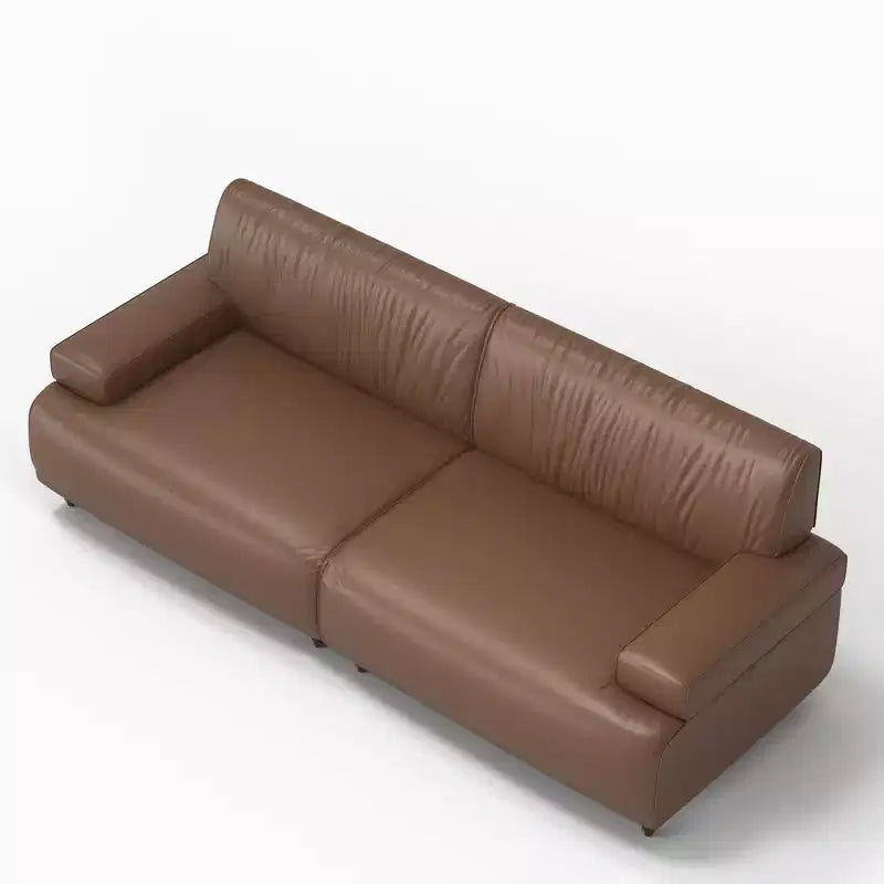 86.4 Inch Leather Sofa with Solid Wood Frame