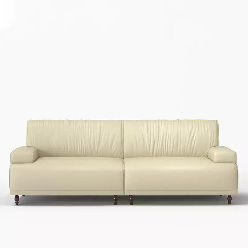 86.4 Inch Leather Sofa with Solid Wood Frame