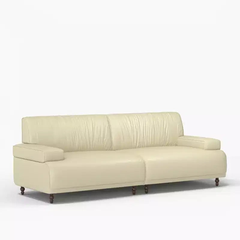 86.4 Inch Leather Sofa with Solid Wood Frame
