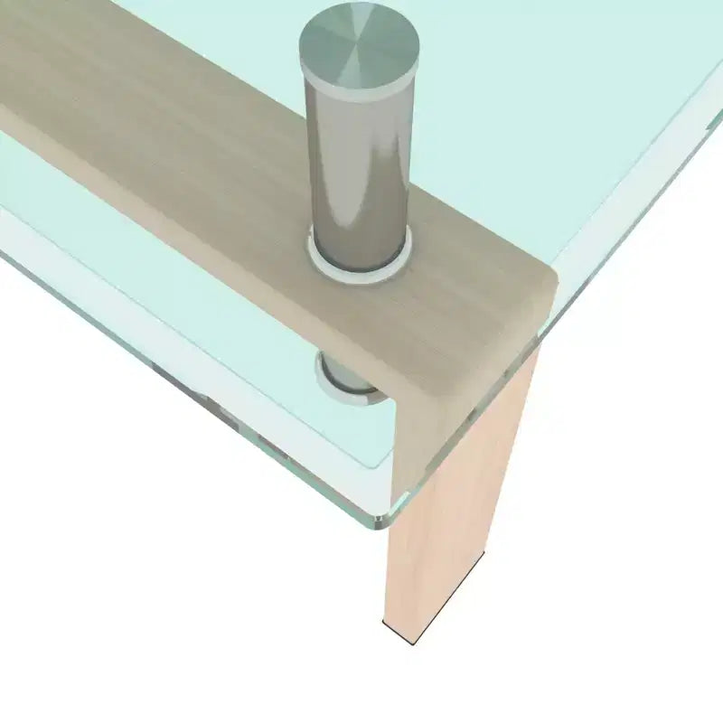 Henri Modern Rectangle Tempered Glass and Iron Coffee Table with Shelf