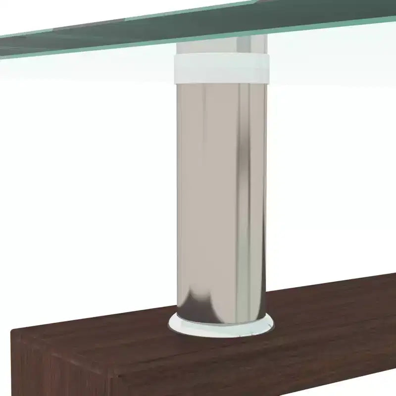 Henri Modern Rectangle Tempered Glass and Iron Coffee Table with Shelf