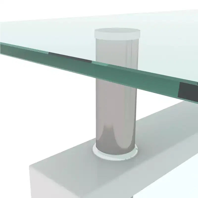 Henri Modern Rectangle Tempered Glass and Iron Coffee Table with Shelf