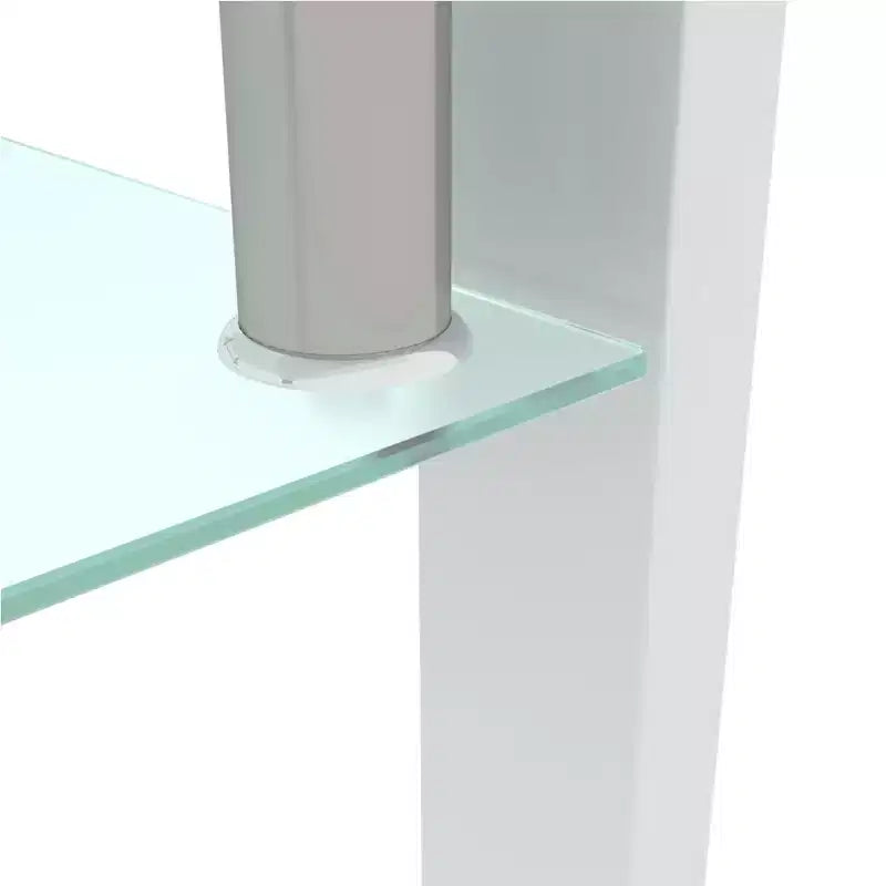 Henri Modern Rectangle Tempered Glass and Iron Coffee Table with Shelf