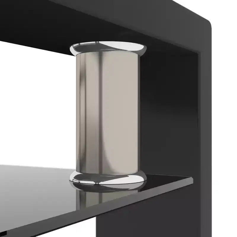 Henri Modern Rectangle Tempered Glass and Iron Coffee Table with Shelf