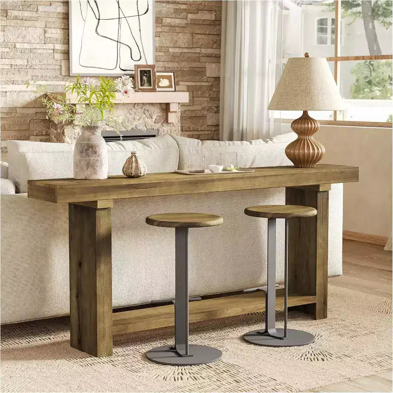 70.9Solid Wood Console Table, Farmhouse Entryway Accent Table for Living Room, Entrance, Hallway, Foyer, Dark Brown