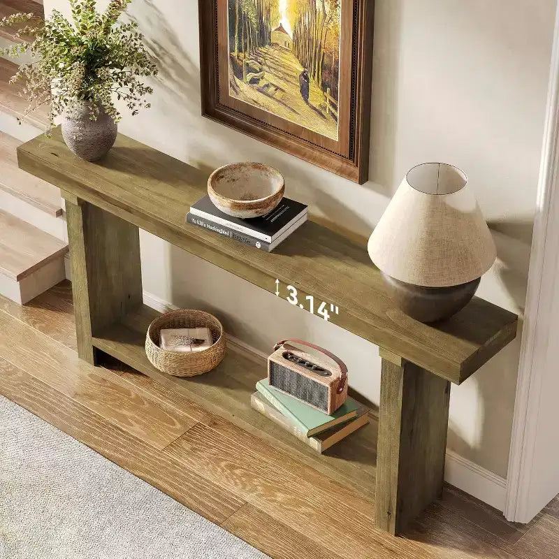 70.9Solid Wood Console Table, Farmhouse Entryway Accent Table for Living Room, Entrance, Hallway, Foyer, Dark Brown