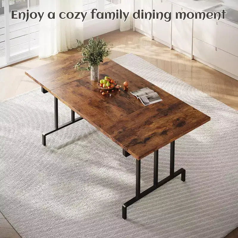 Dining Table, Rectangular Wooden Kitchen Table for 6 70.87,Industrial Farmhouse Kitchen Sets for Dining Room