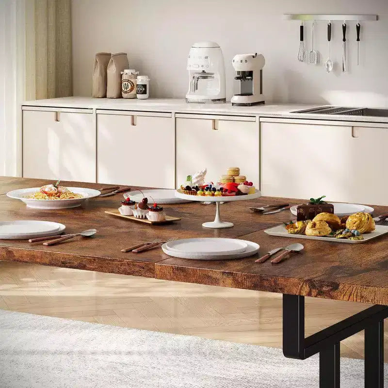 Dining Table, Rectangular Wooden Kitchen Table for 6 70.87,Industrial Farmhouse Kitchen Sets for Dining Room